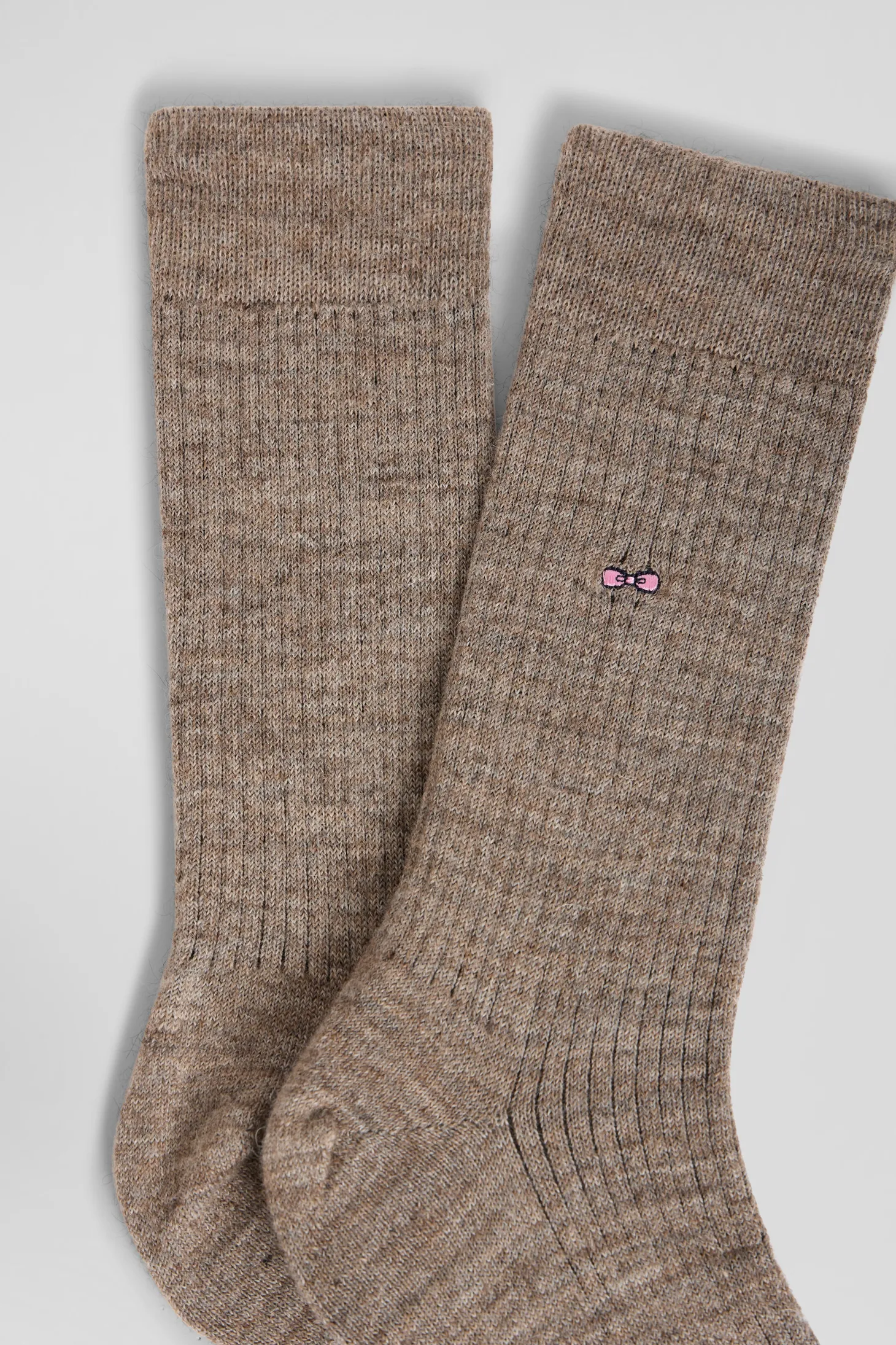 Chaussettes femme en laine alpaga mélangé marron
