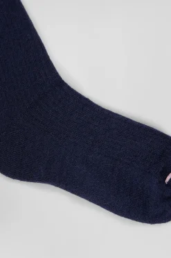 Chaussettes femme en laine alpaga mélangé bleu marine