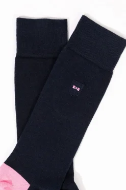 Chaussettes montantes bleu marine color-block