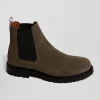 Chelsea boots en cuir grises à semelle crantée