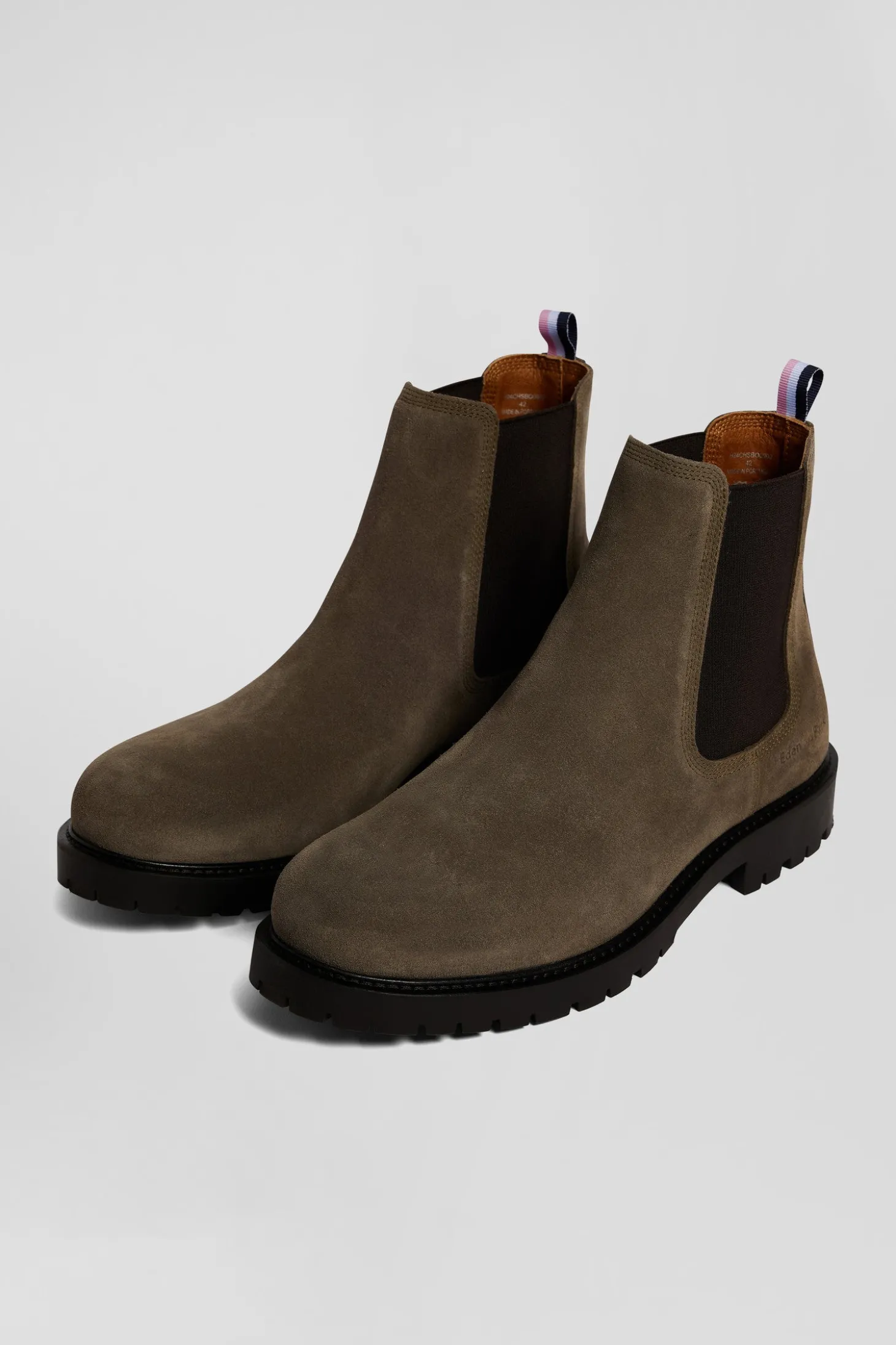 Chelsea boots en cuir grises à semelle crantée