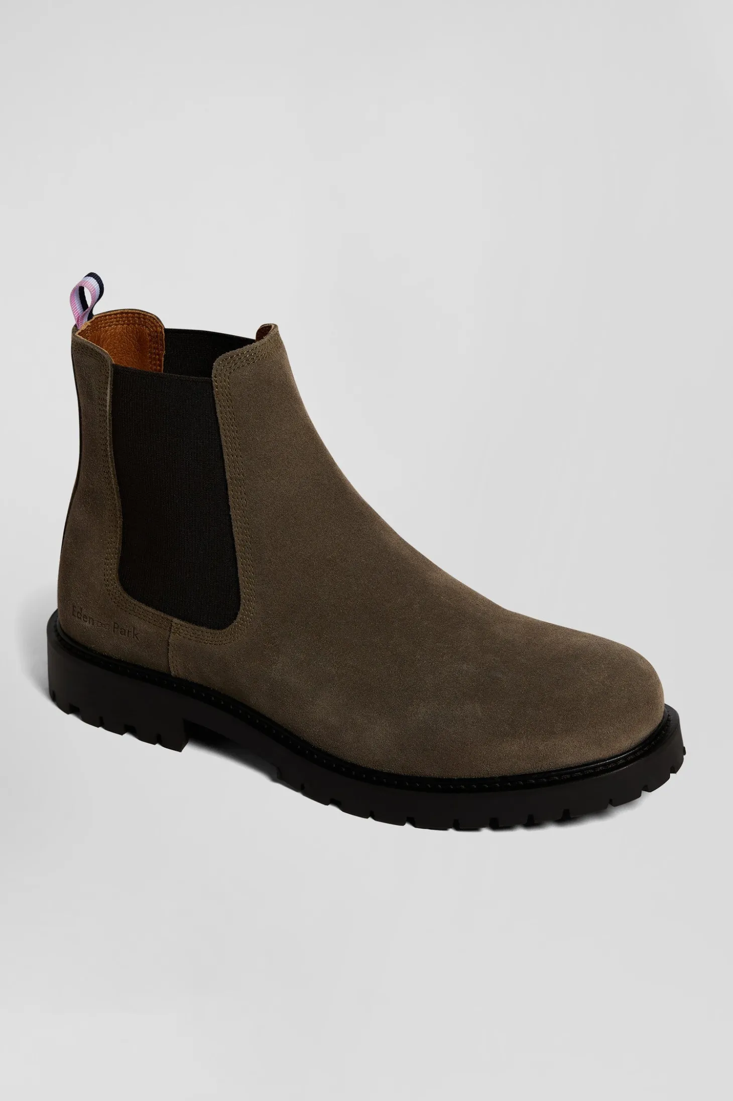 Chelsea boots en cuir grises à semelle crantée