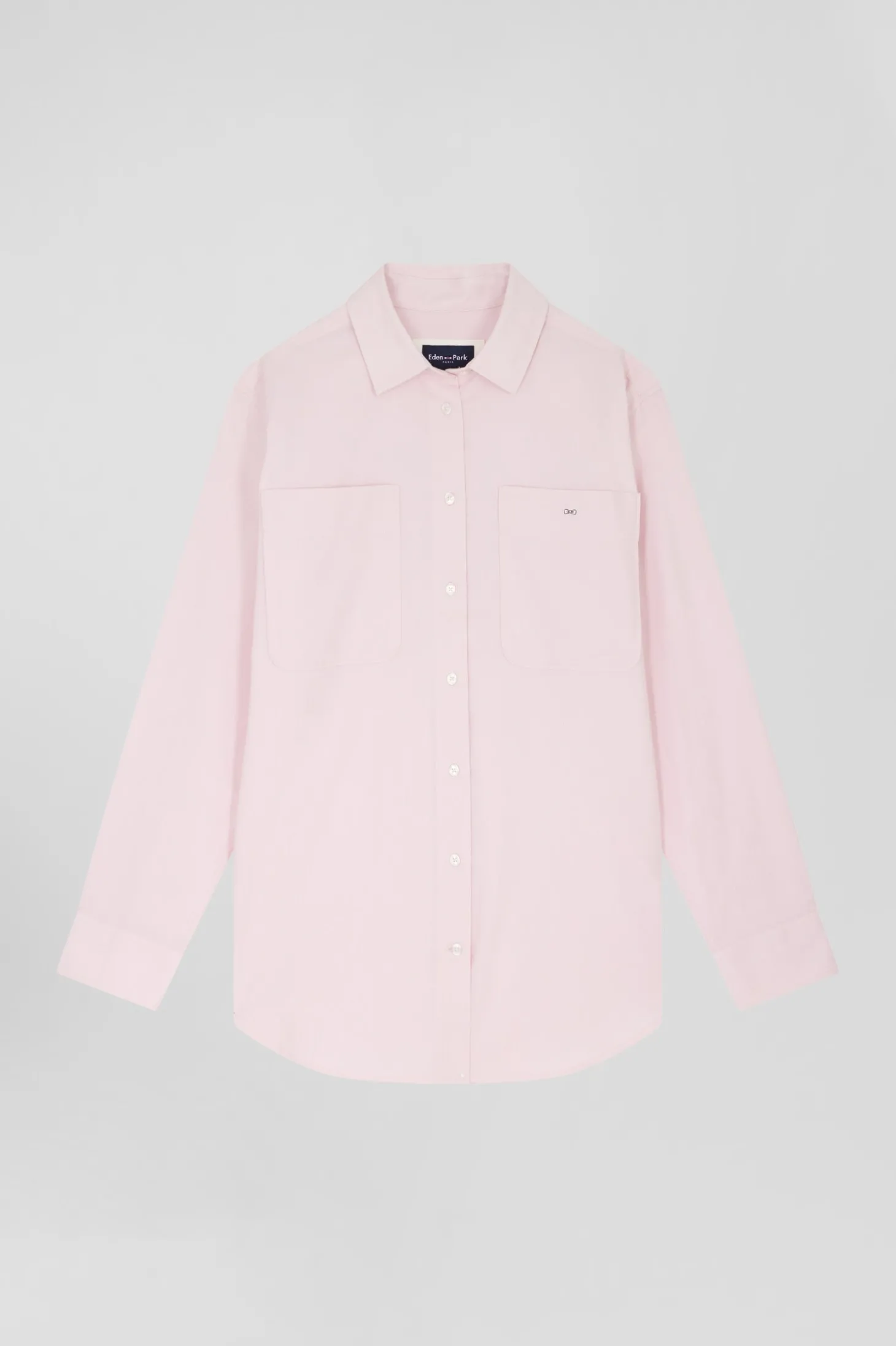 Chemise à carreaux en coton rose à poches plaquées coupe Relaxed