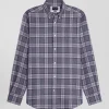 Chemise à carreaux en coton gris coupe Regular