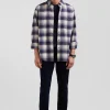 Chemise à carreaux en coton indigo coupe Regular