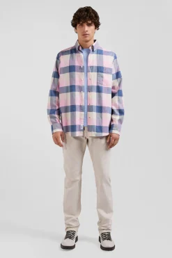 Chemise à carreaux en coton rose coupe Regular