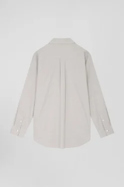 Chemise à carreaux en coton gris à poches plaquées coupe Relaxed