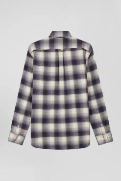 Chemise à carreaux en coton indigo coupe Regular