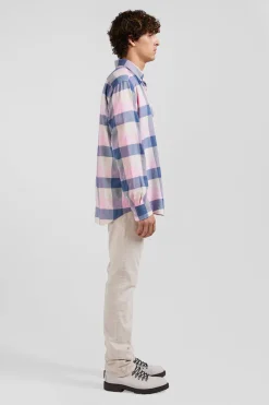 Chemise à carreaux en coton rose coupe Regular