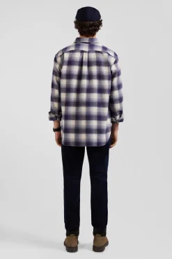 Chemise à carreaux en coton indigo coupe Regular