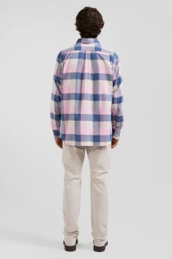 Chemise à carreaux en coton rose coupe Regular