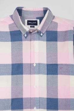 Chemise à carreaux en coton rose coupe Regular