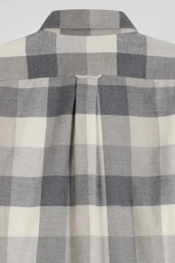 Chemise à carreaux en coton gris chiné coupe Regular