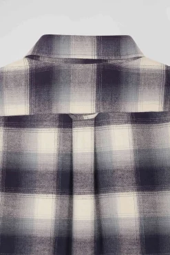 Chemise à carreaux en coton indigo coupe Regular