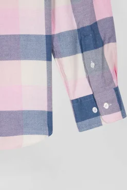 Chemise à carreaux en coton rose coupe Regular