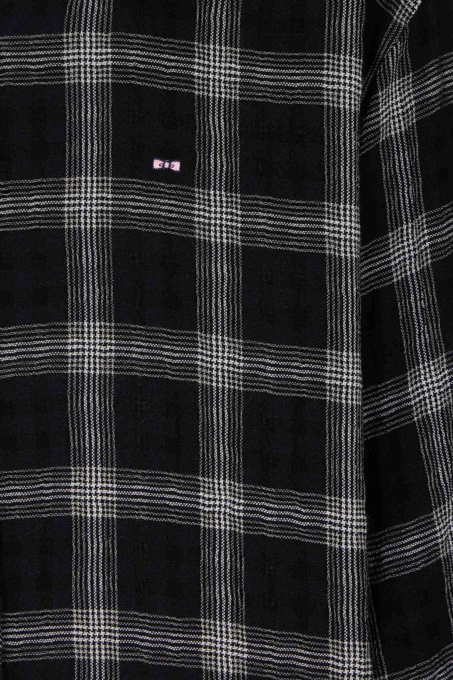 Chemise à carreaux en coton et laine noire coupe Relaxed