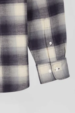 Chemise à carreaux en coton indigo coupe Regular