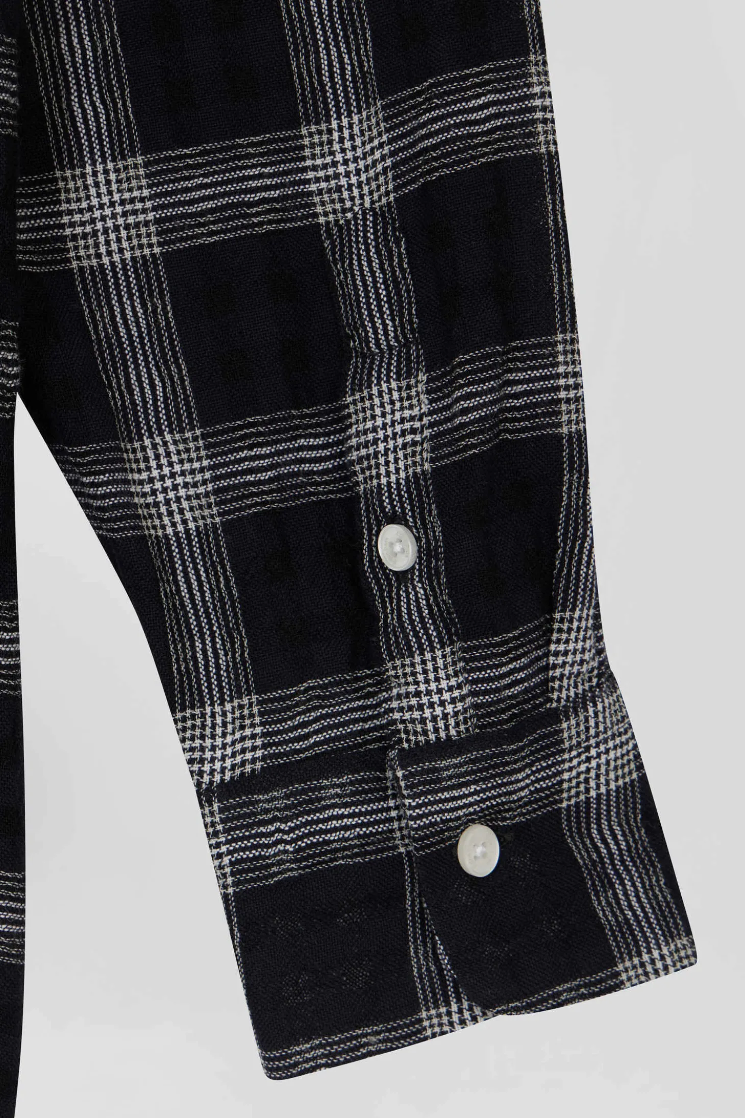 Chemise à carreaux en coton et laine noire coupe Relaxed