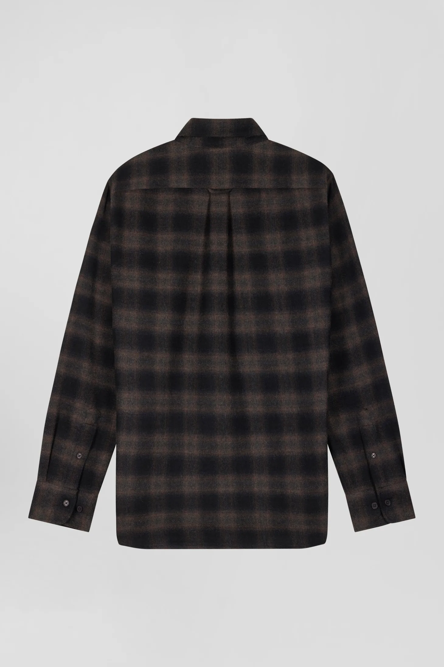 Chemise à carreaux en flanelle de coton noire coupe Regular