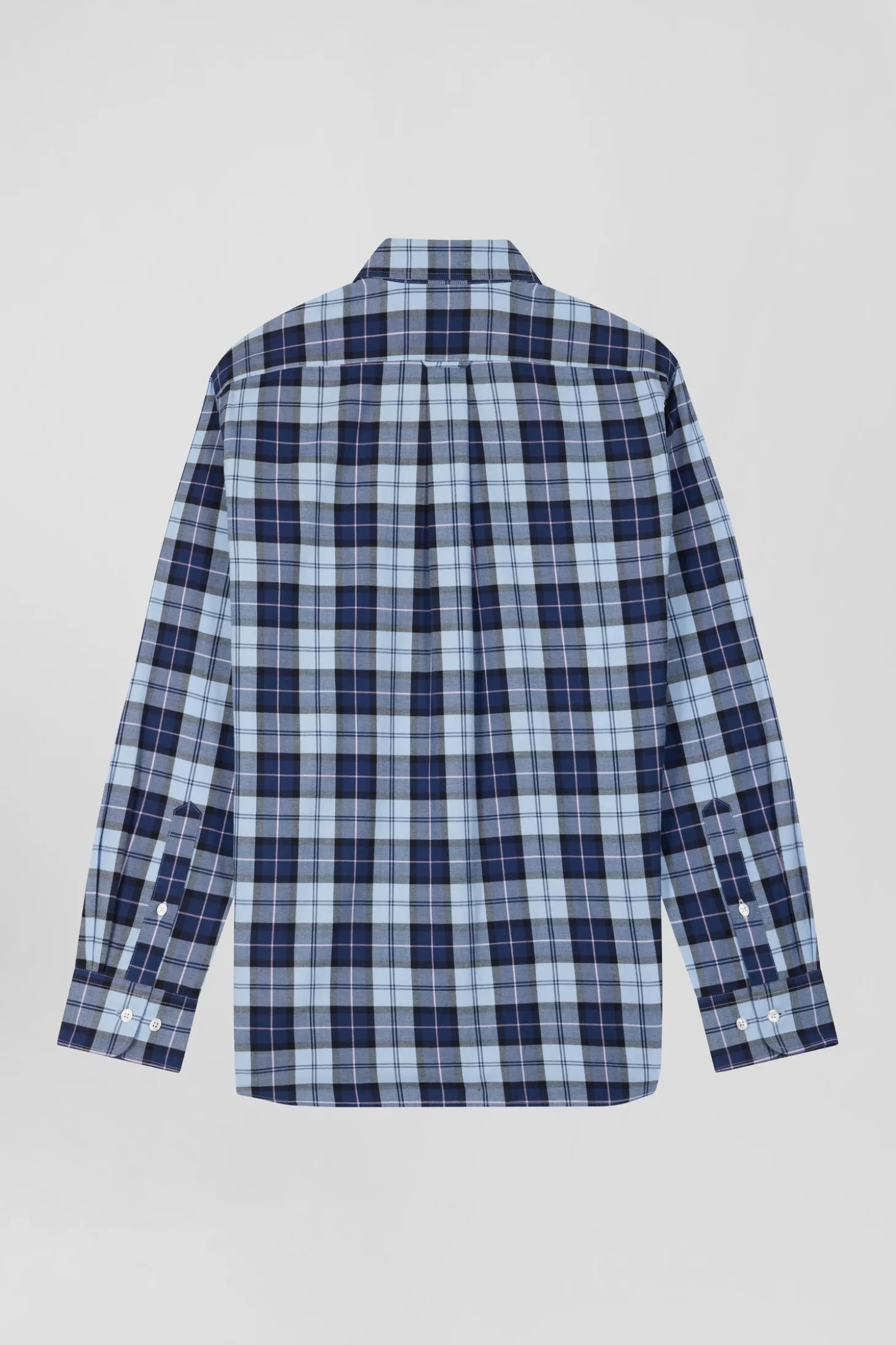 Chemise à carreaux en twill de coton ciel coupe Regular