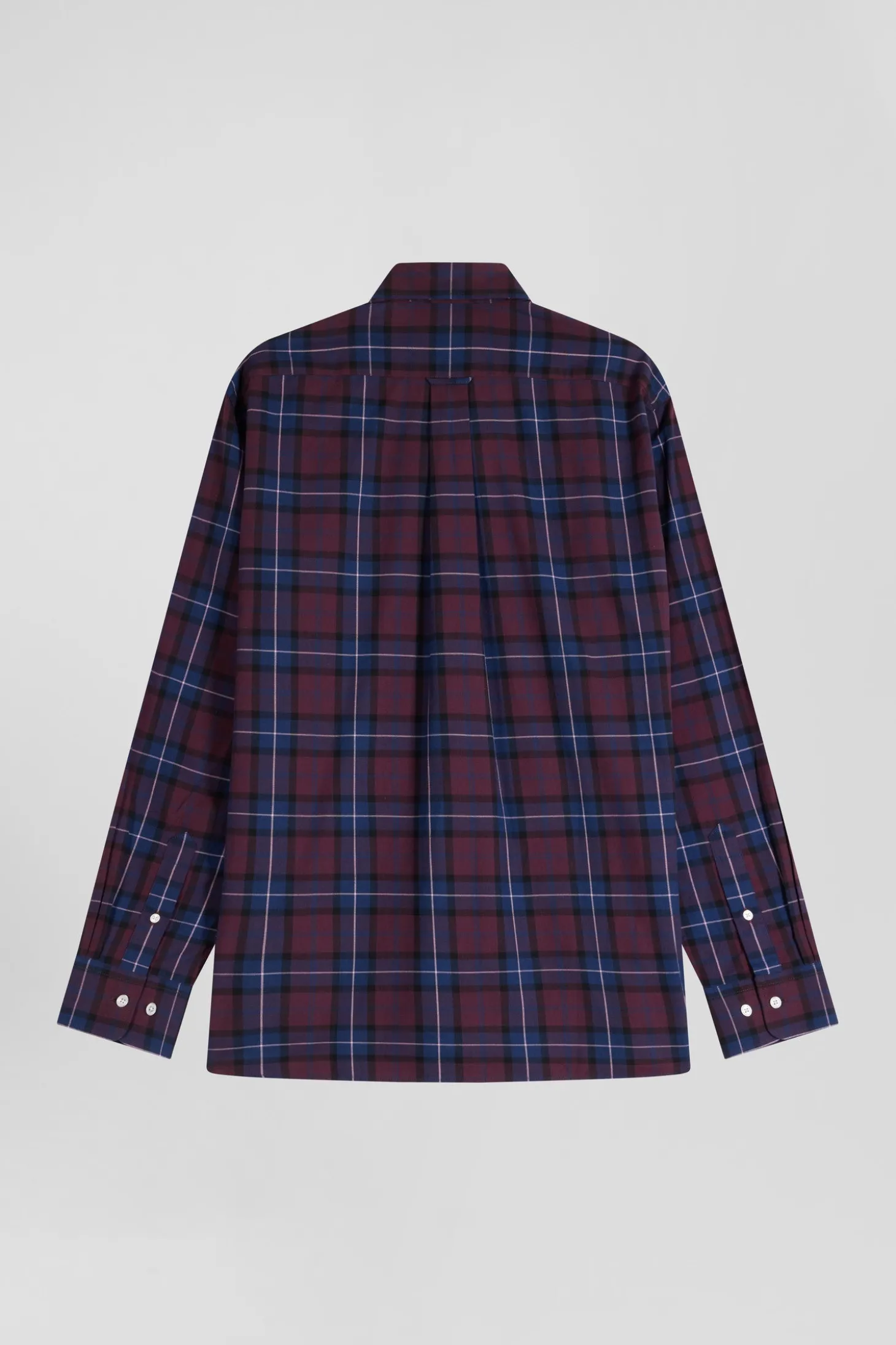 Chemise à carreaux en twill de coton bordeaux coupe Regular