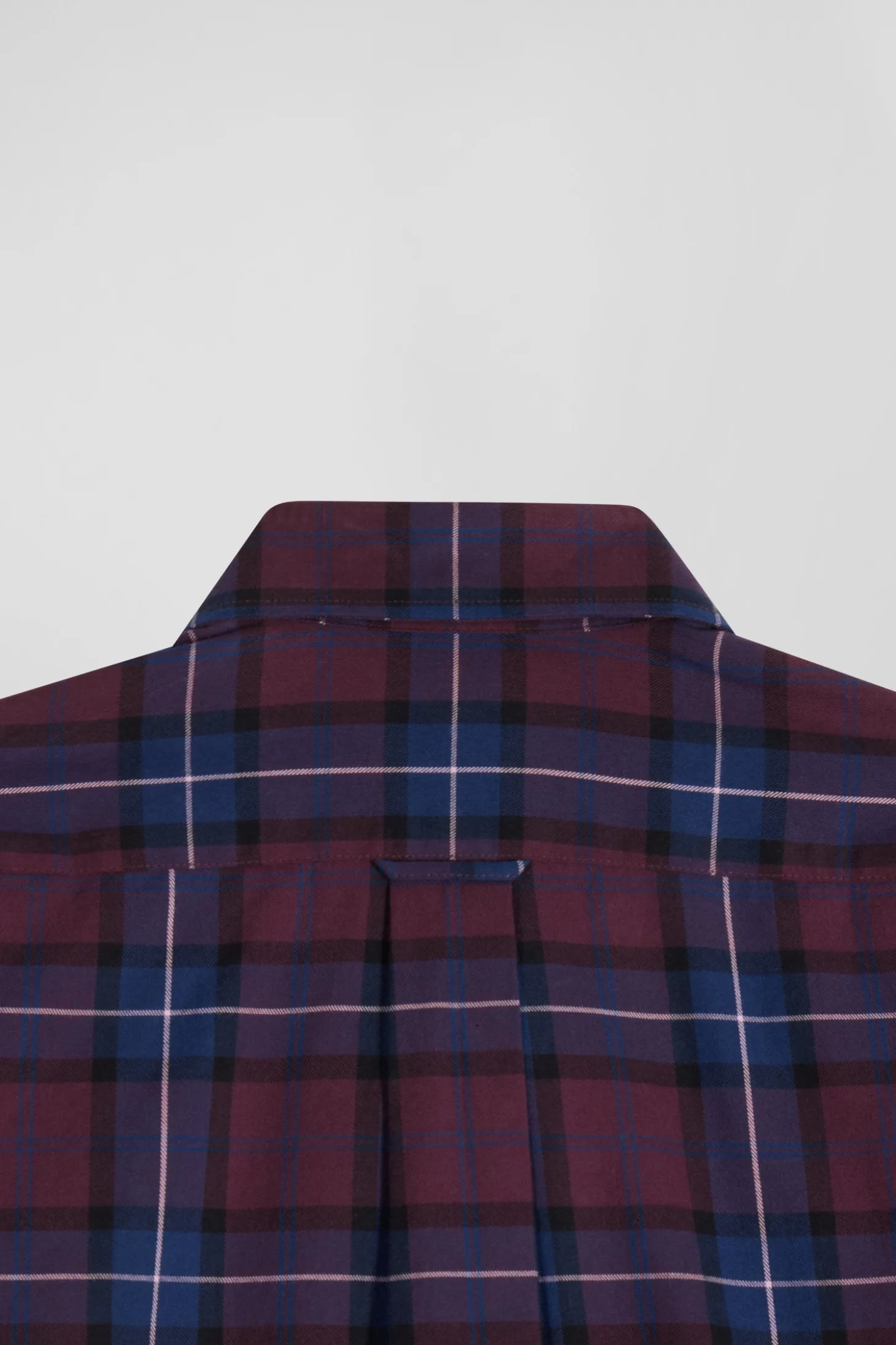 Chemise à carreaux en twill de coton bordeaux coupe Regular
