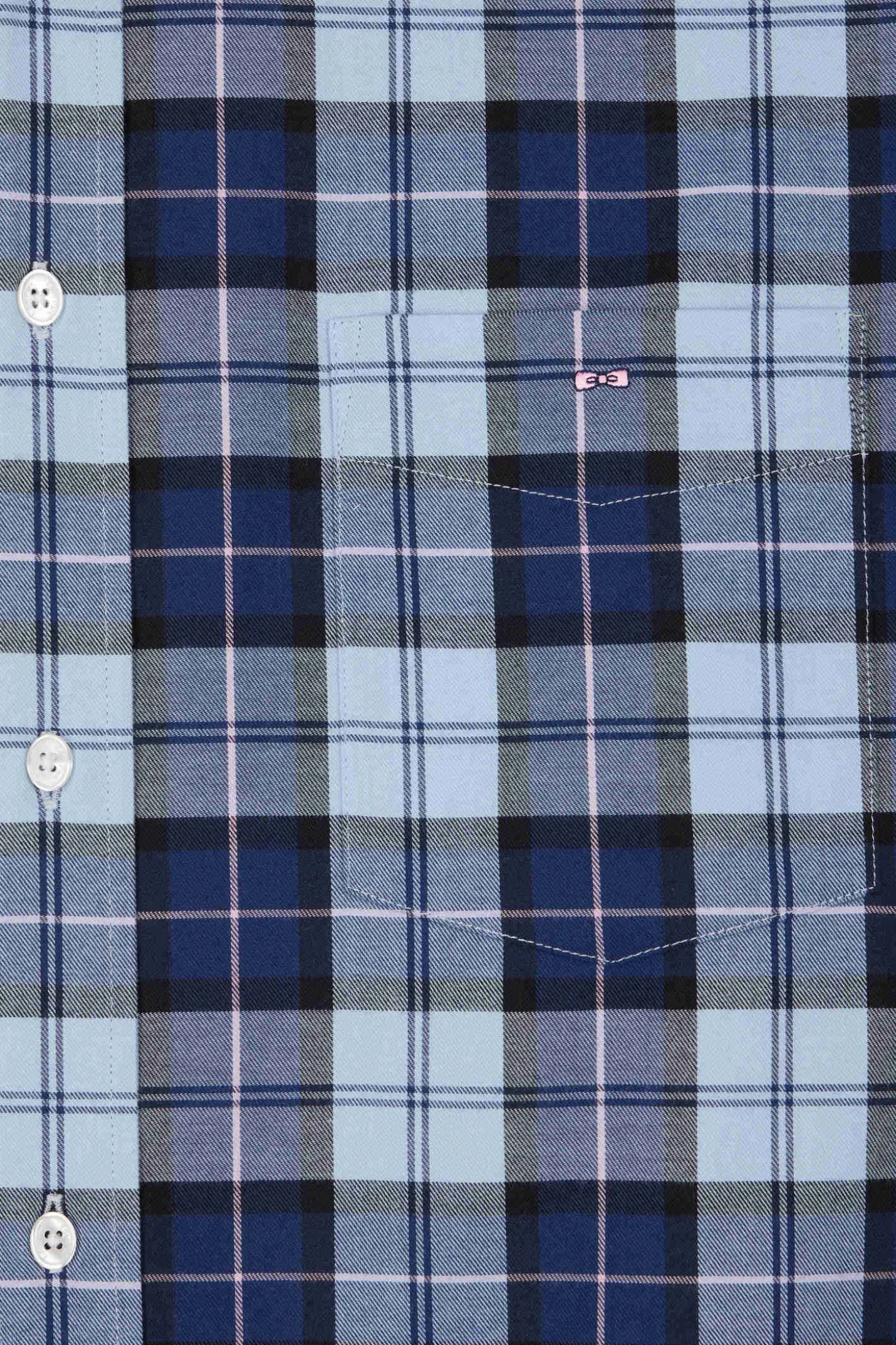 Chemise à carreaux en twill de coton ciel coupe Regular