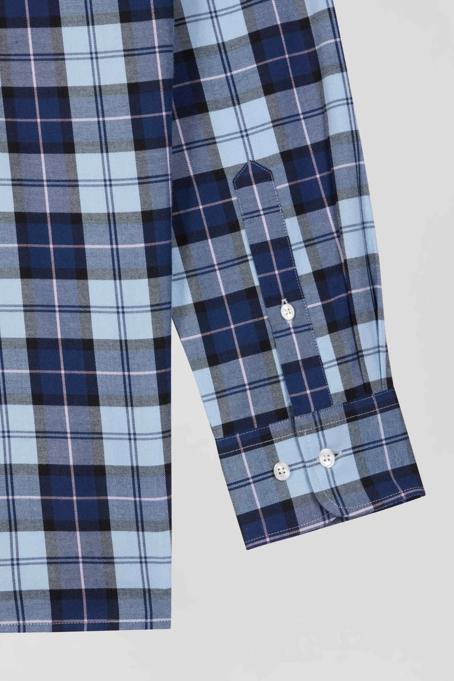Chemise à carreaux en twill de coton ciel coupe Regular