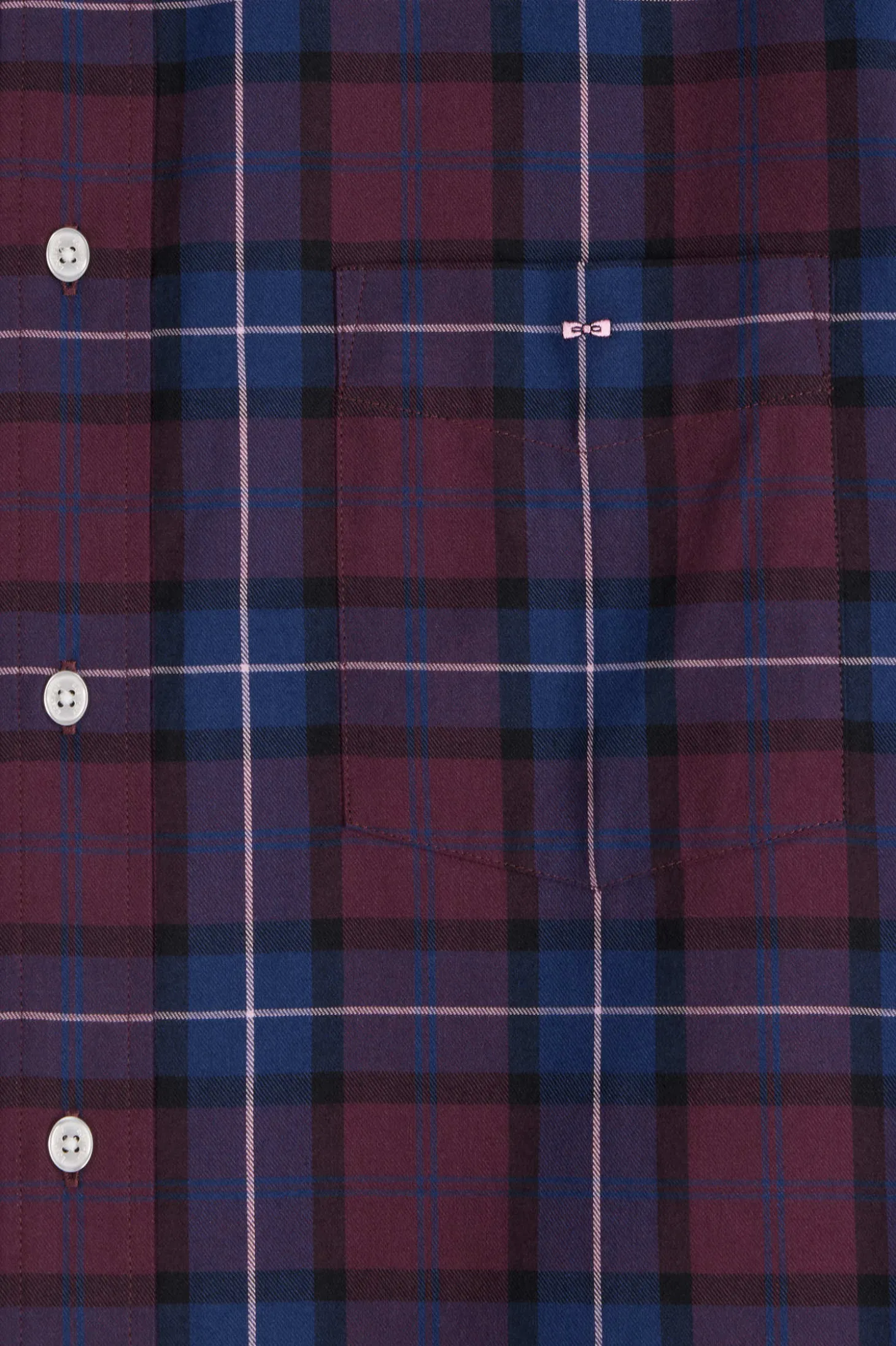 Chemise à carreaux en twill de coton bordeaux coupe Regular
