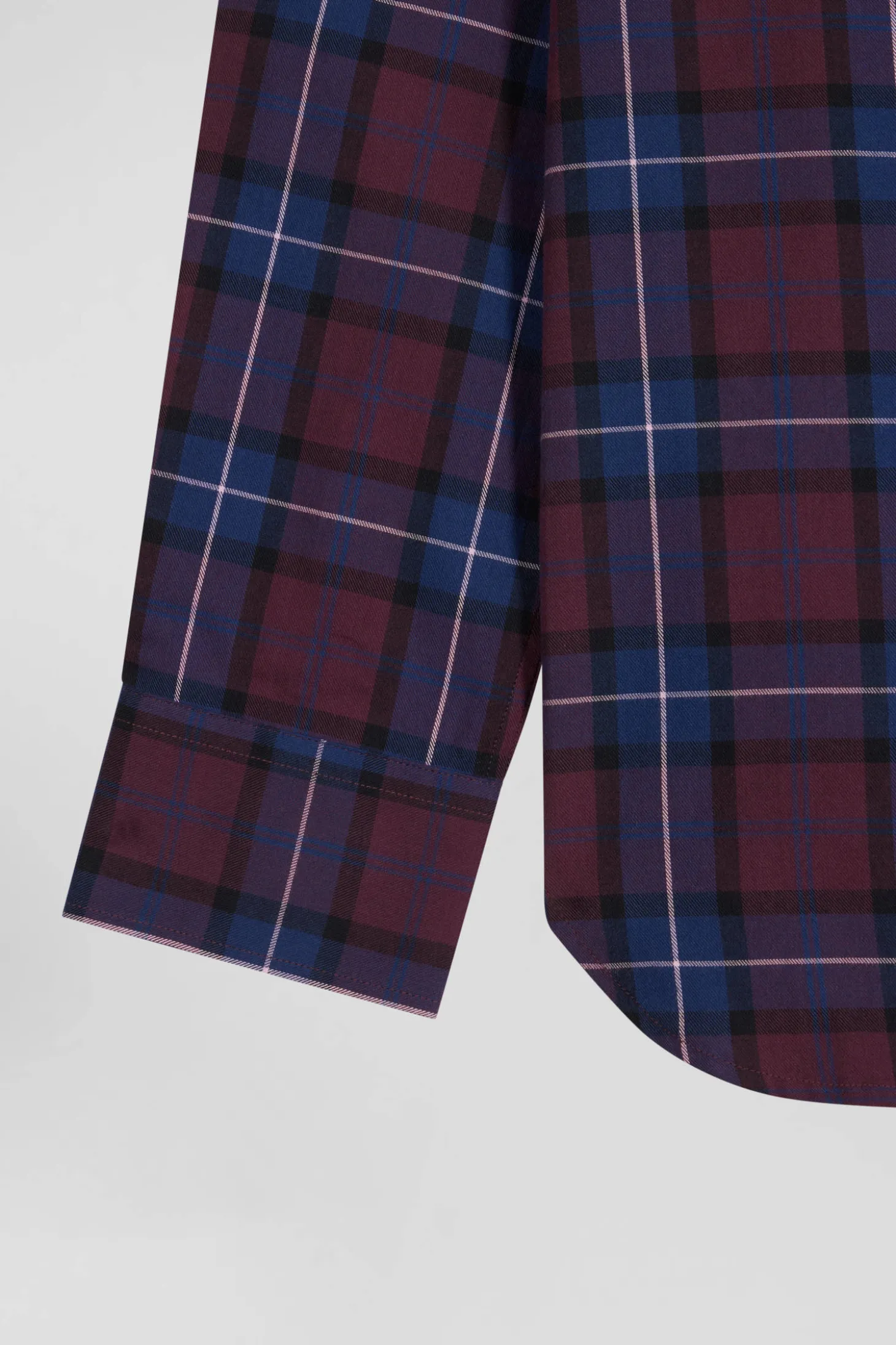 Chemise à carreaux en twill de coton bordeaux coupe Regular
