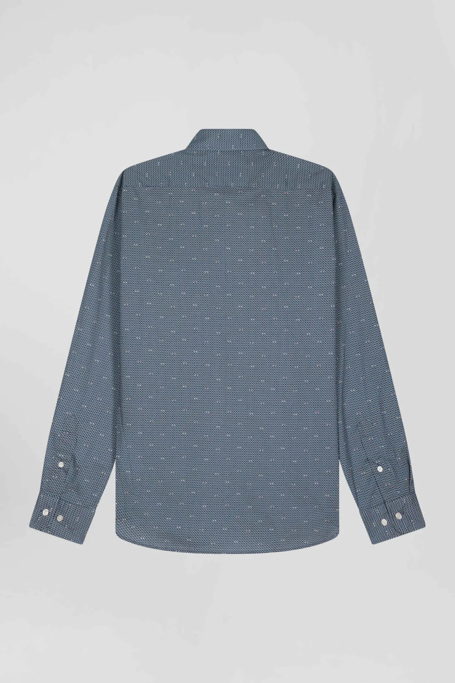 Chemise à micro-motifs en coton bleu marine coupe Slim