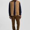 Chemise bicolore en coton pin point camel coupe Regular broderie dos