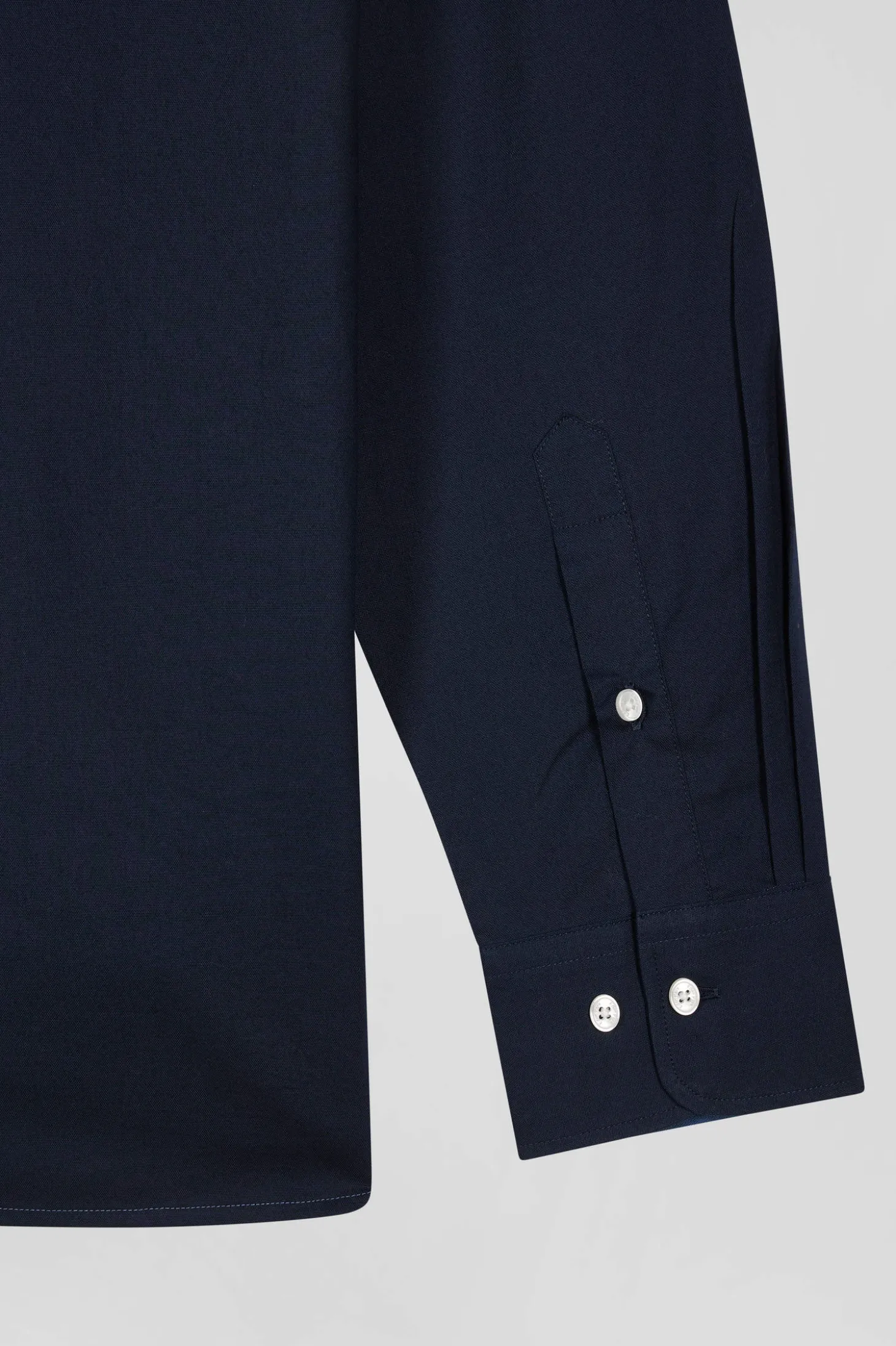 Chemise bicolore en coton pin point bleu foncé coupe Regular broderie dos