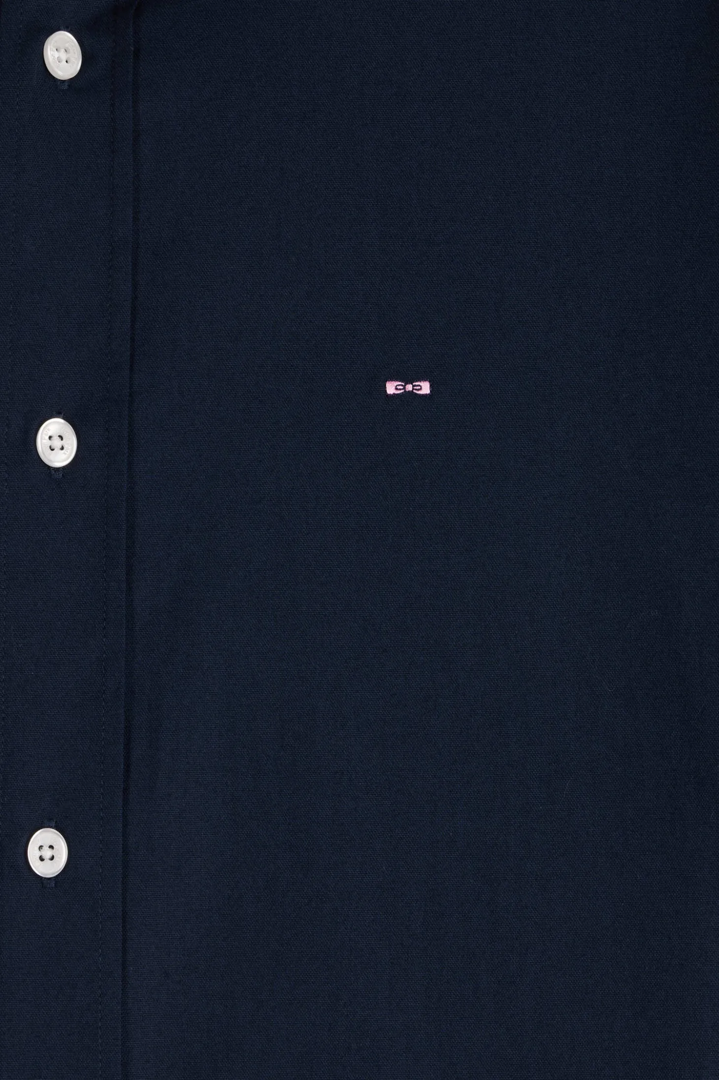 Chemise bicolore en oxford de coton marine et marron brodée coupe Regular