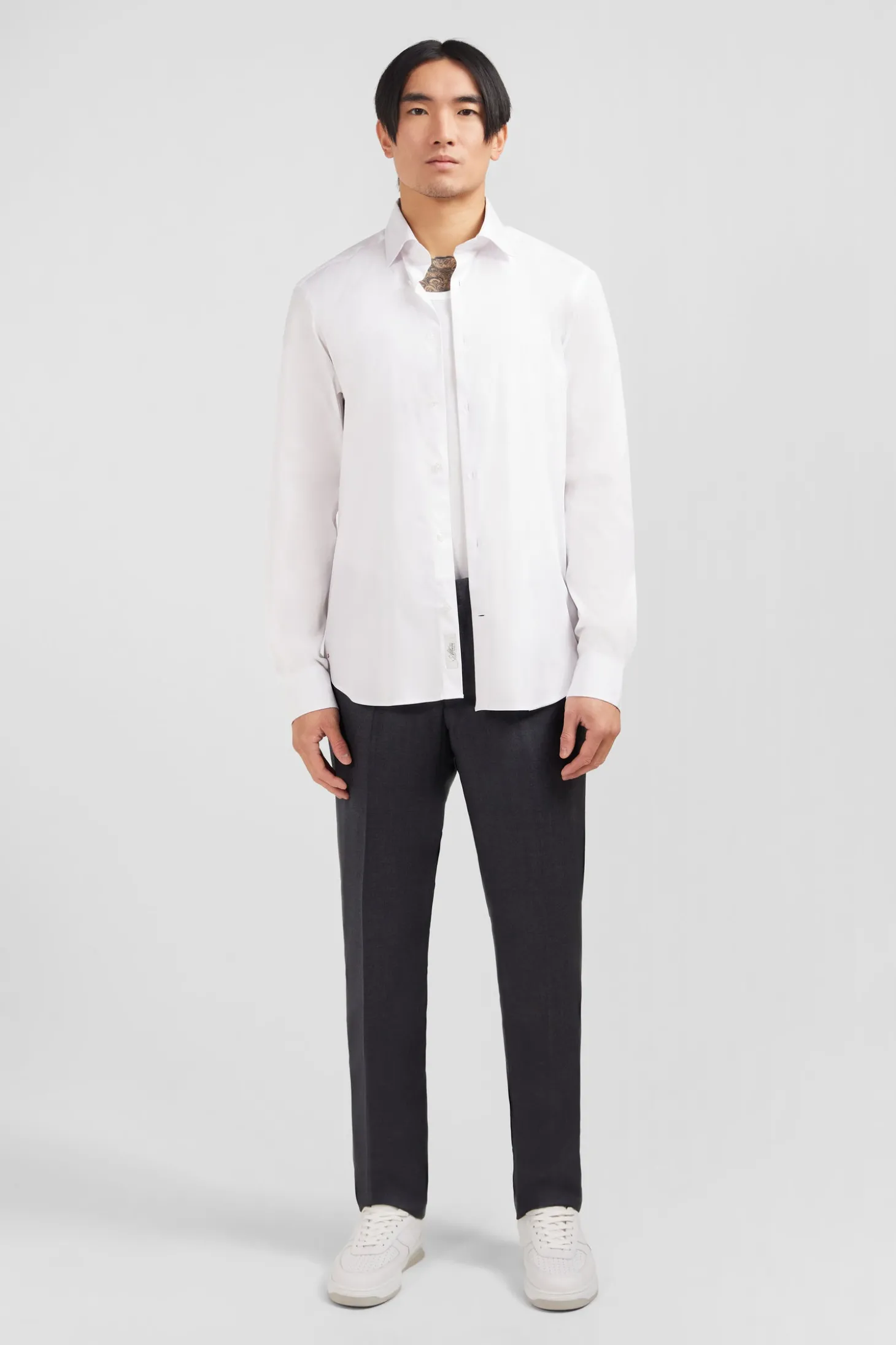 Chemise blanche slim en popeline stretch
