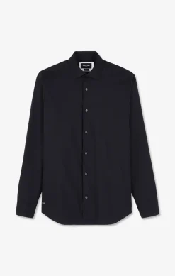 Chemise bleu marine regular en popeline stretch