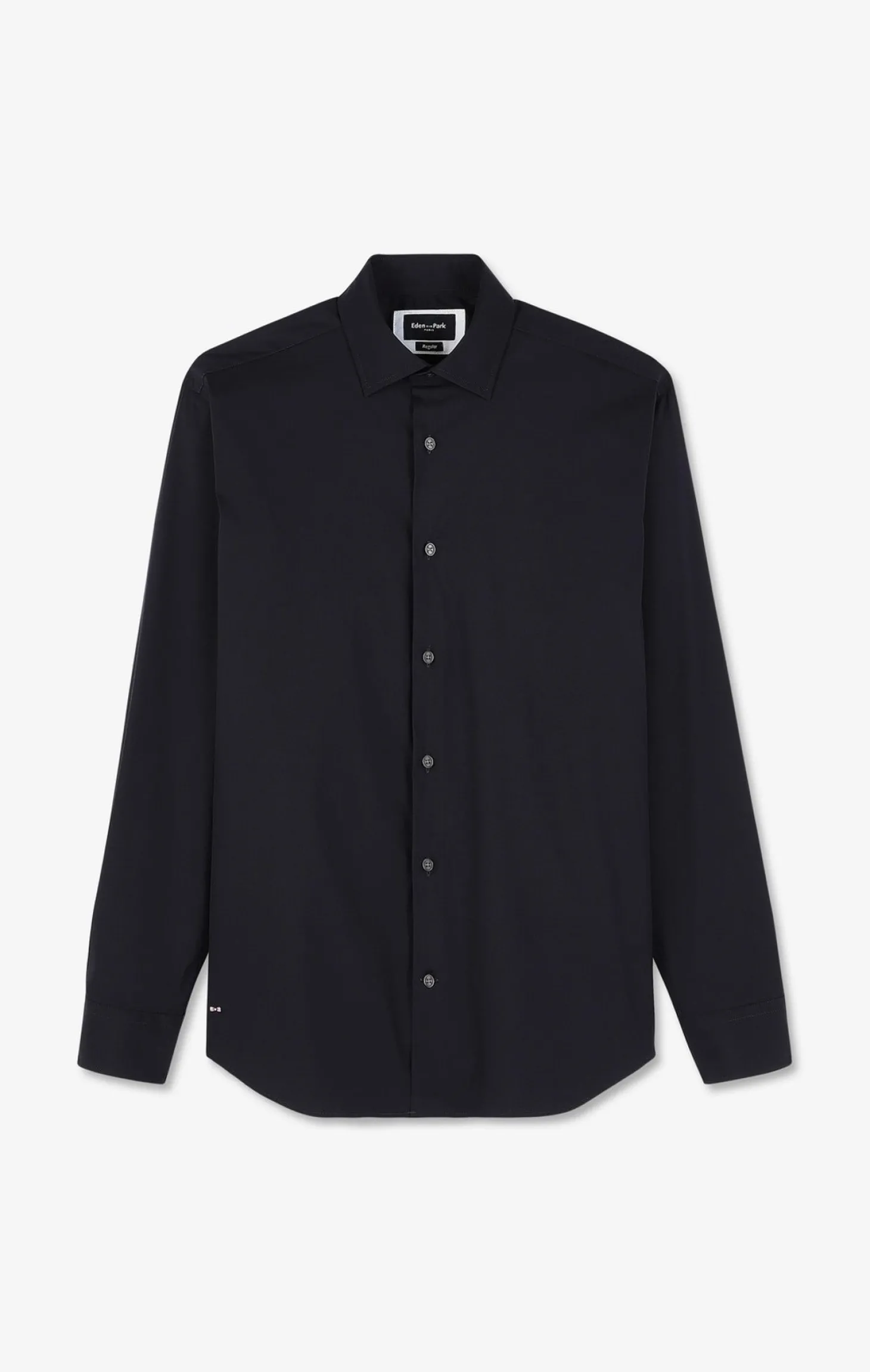 Chemise bleu marine regular en popeline stretch