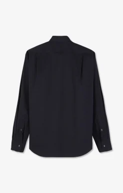 Chemise bleu marine regular en popeline stretch