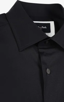 Chemise bleu marine regular en popeline stretch