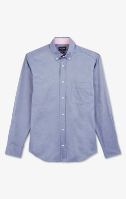Chemise bleu marine unie en coton