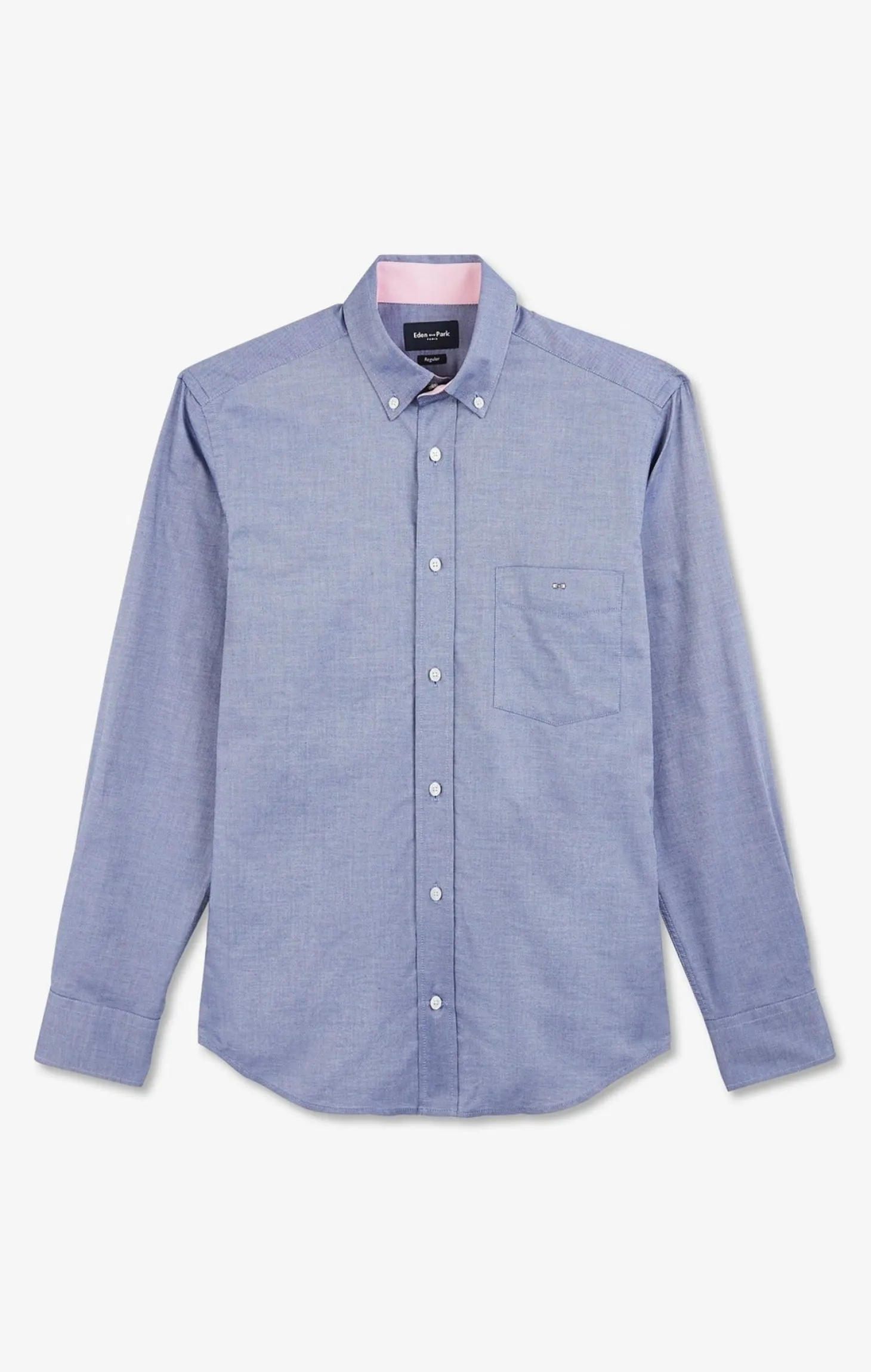 Chemise bleu marine unie en coton