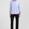 Chemise bleue unie en coton