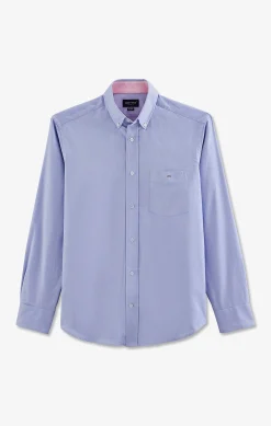 Chemise bleue unie en coton