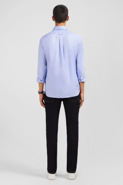 Chemise bleue unie en coton