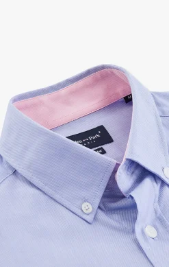 Chemise bleue unie en coton