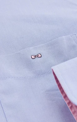 Chemise bleue unie en coton