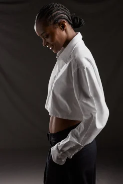 Chemise cropped PAP'Atelier en coton blanc