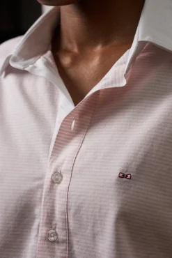 Chemise cropped PAP'Atelier en coton rayé rose et blanc