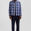 Chemise en coton à carreaux bleus et roses coupe Regular