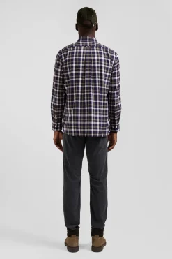 Chemise en coton à carreaux marron coupe Regular